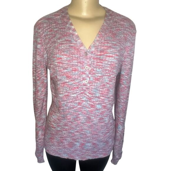 Sundance Create Beauty Henley Top Raspberry Space Dye Womens Size XL - Picture 1 of 7